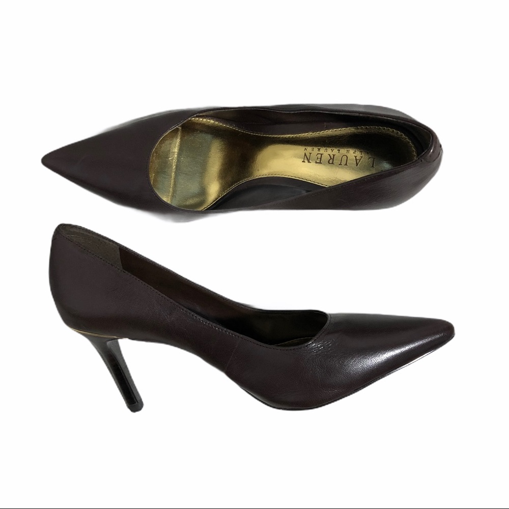 NWOT Ralph Lauren Gold-trimmed Sabrina Pump